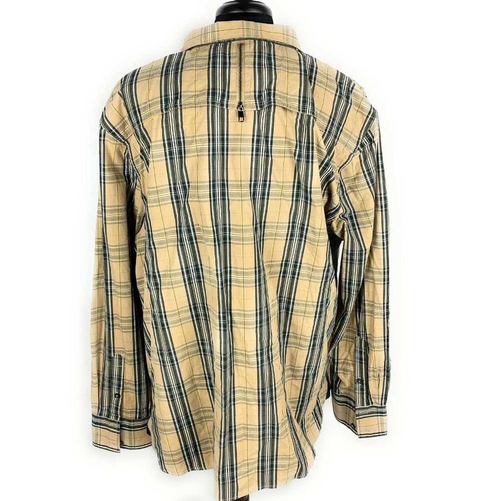 Cavi Mens Western Plaid Tan Button Up Shirt - Picture 6 of 10